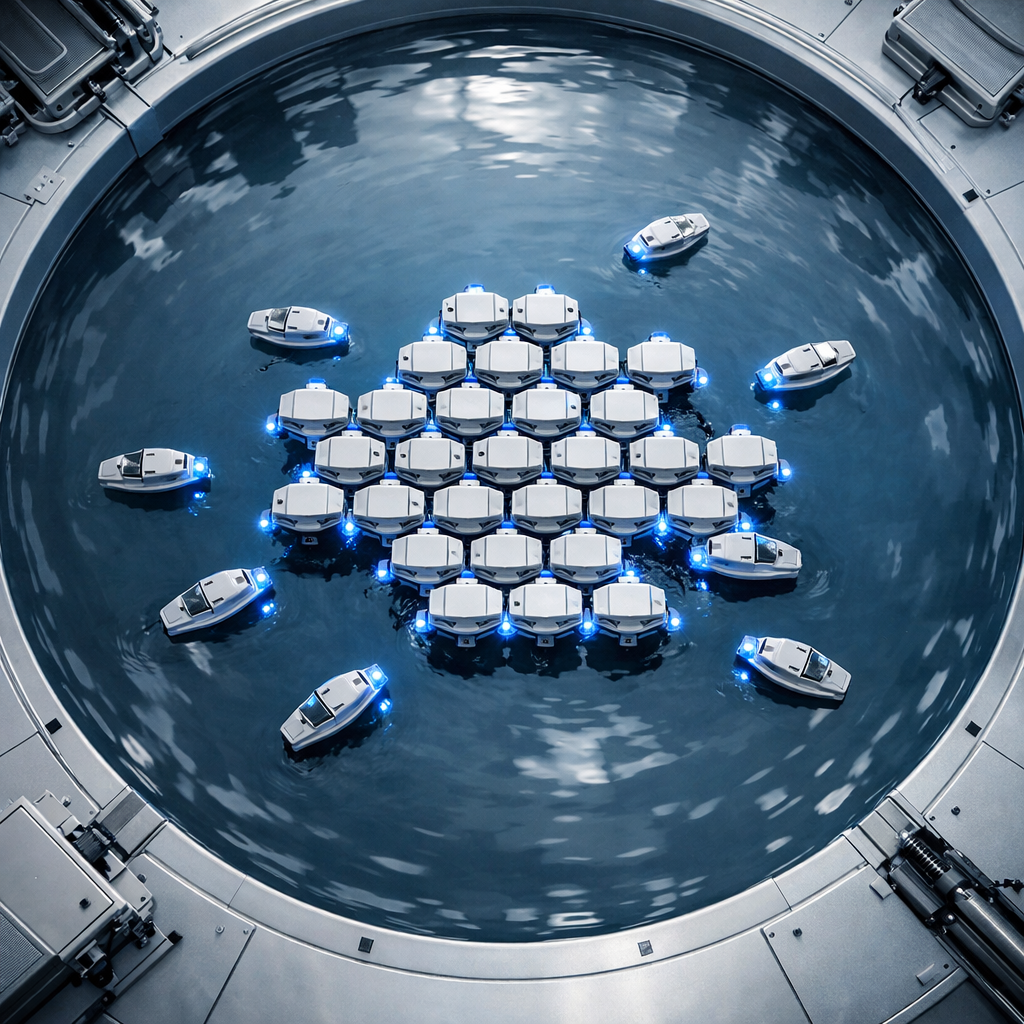 Robots acuáticos pequeños construyen estructuras flotantes